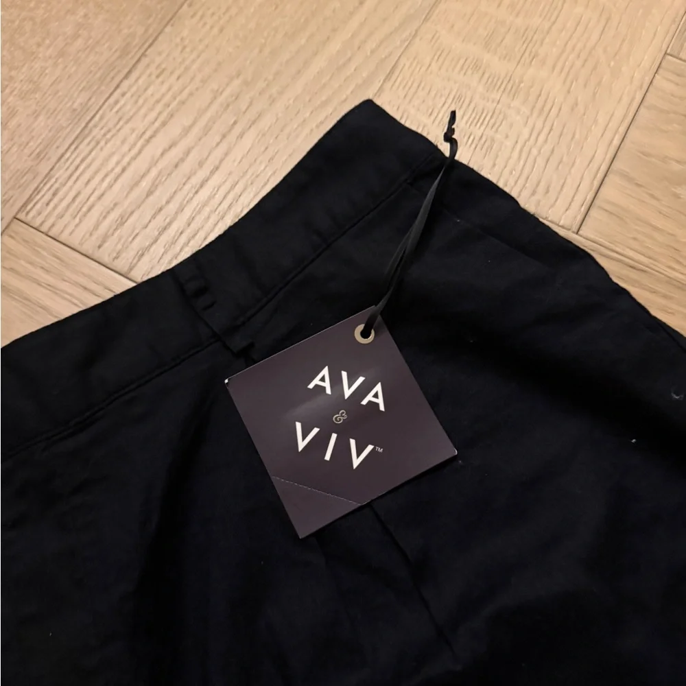 Ava & Viv NWT pull on Linen Black Shorts 1x - Picture 3 of 5
